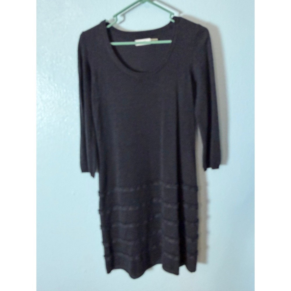 Calvin Klein Women Gray Tiered Ruffle Hem Knit Sweater Dress XS Minimalist Fall